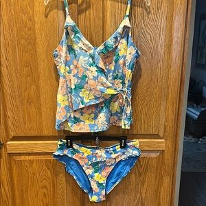 Time and Tru Floral Swim Set - Blue and Yellow